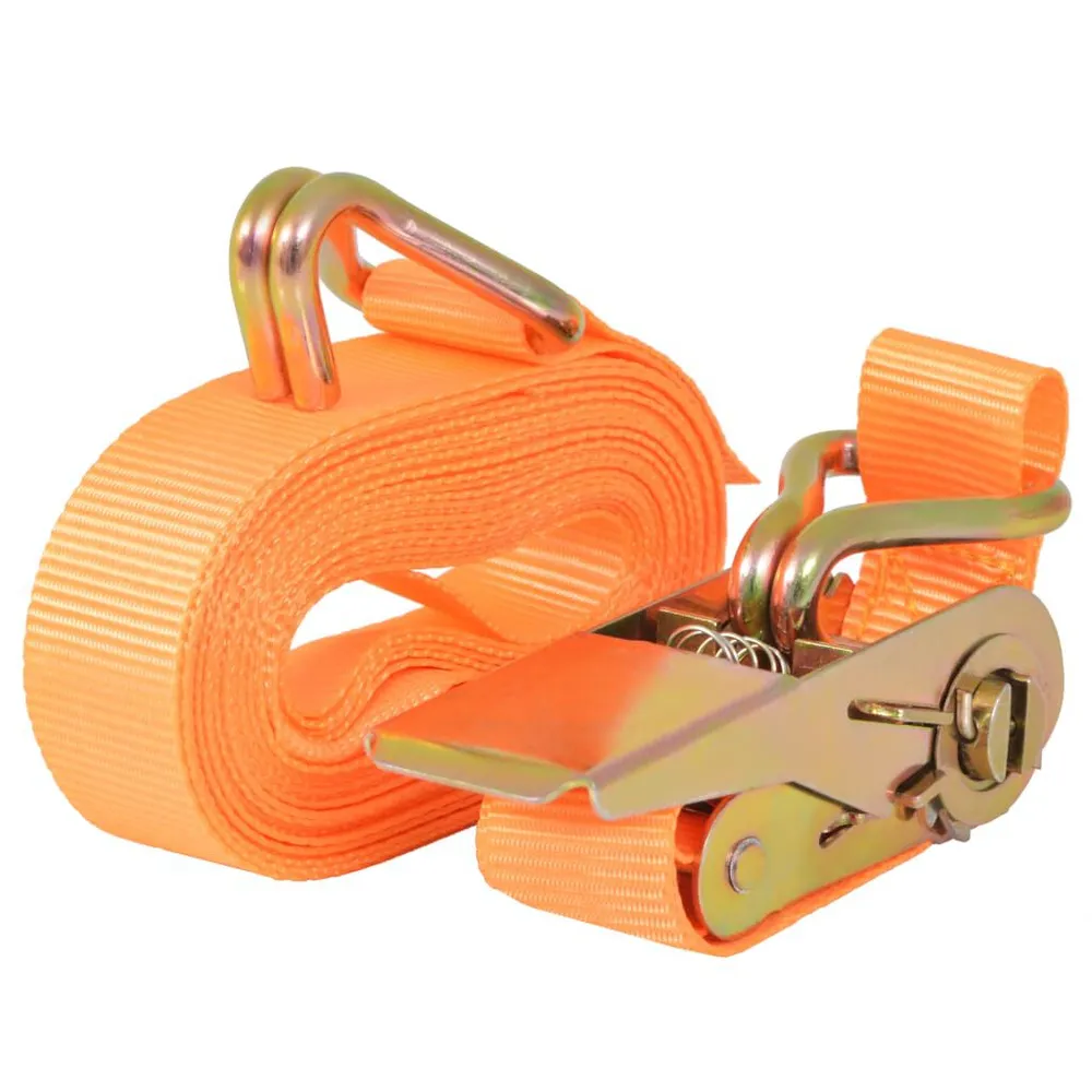 Bâche renforcée Sangle d’arrimage à cliquet 4 pcs 0,4 tonne 6 m x 25 mm Orange