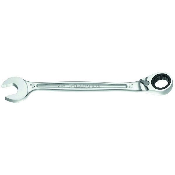 Majeur mixte à cliquet - 12 x 171 mm - Épaisseur de fourche : 5,4 mm chromé,satiné - FACOM