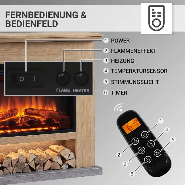 Cheminée électrique BALDERIA Archie 2000 W marron évident EF379A-MT379D-NO magasiner à bas prix