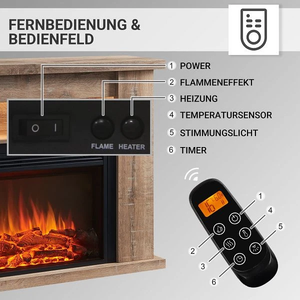 Cheminée électrique BALDERIA Ruby 2000 W aspect bois évident EF376A-MT376E-RLO commander à bas prix