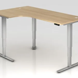 Hammerbacher table d'angle assis-debout électrique 200x120cm 90° chêne forme d'angle 90° peut être monté...
