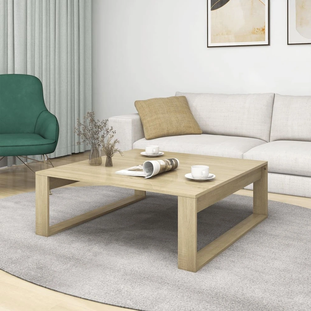 Table basse chêne sonoma 100x100x35 cm bois d'ingénierie