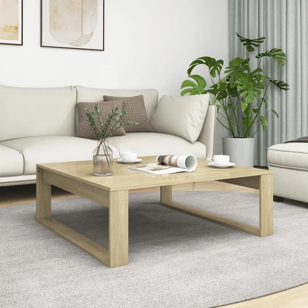 Table basse chêne sonoma 100x100x35 cm bois d'ingénierie