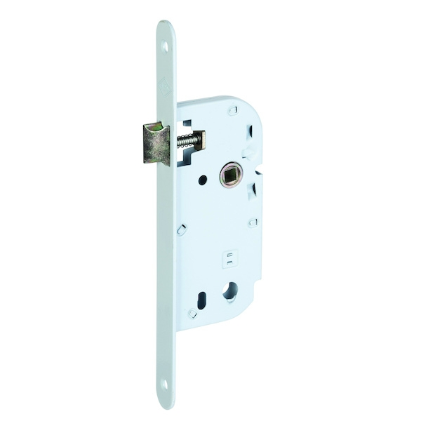 Serrure à larder 1 point pour menuiserie bois - axe - 50 mm - coffre mince - blanche - majeur L - INOX IMPORT SYSTEM