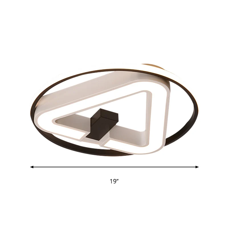 Abat-jour conique 19"/22" W Dreieck-Schlafzimmer-Deckenleuchte, minimalistische Acryl-LED-Unterputzleuchte Schwarz und Weiß