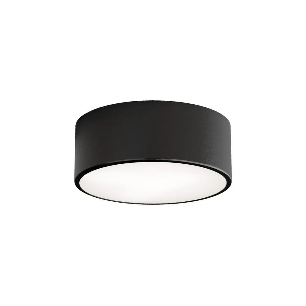 Abat-jour en tissu Plafonnier Cleo, Ø 20 cm, IP54, noir, métal, E27
