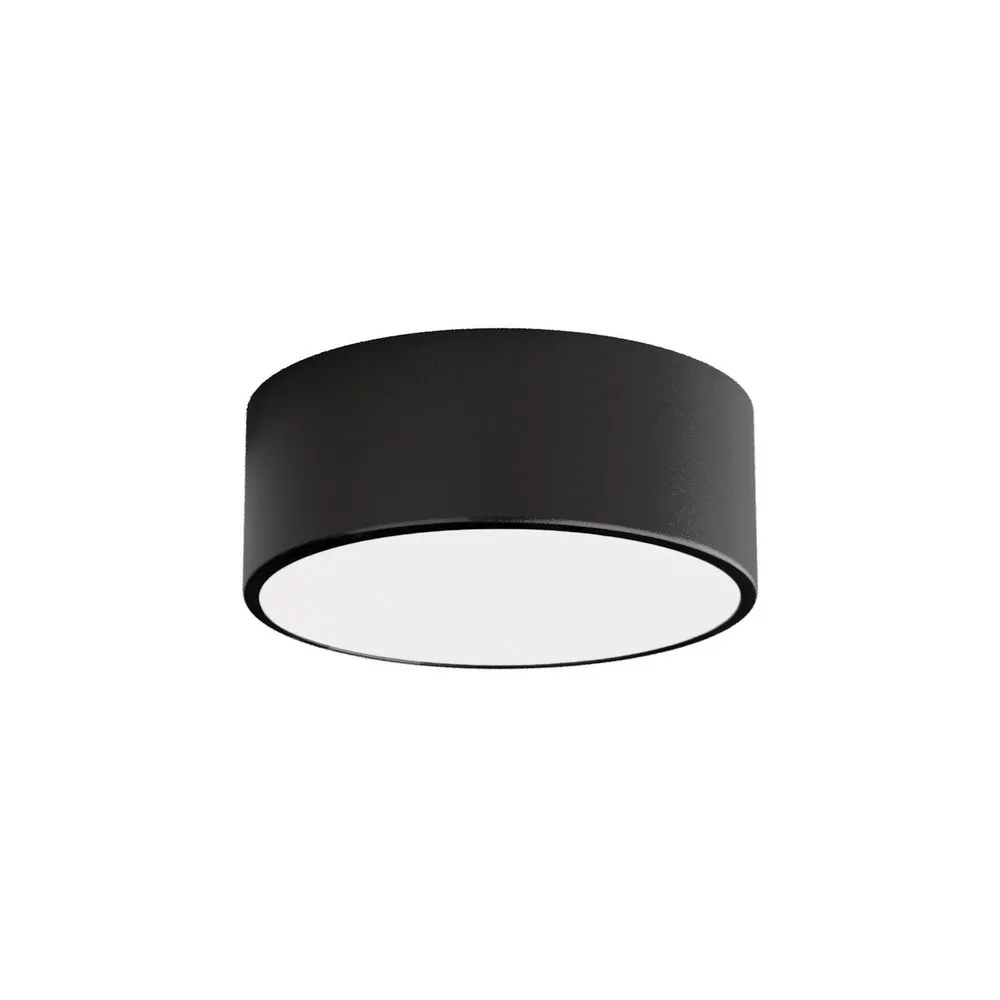Abat-jour en tissu Plafonnier Cleo, Ø 20 cm, IP54, noir, métal, E27