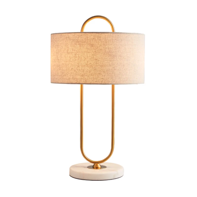 Design Contemporain Längliche Nachttischlampe Metallic-Optik, modernes Nachtlicht mit Marmorsockel und trommelförmigem Sto...