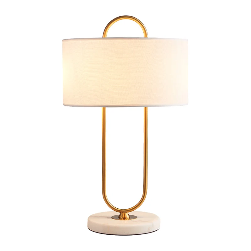 Design Contemporain Längliche Nachttischlampe Metallic-Optik, modernes Nachtlicht mit Marmorsockel und trommelförmigem Sto...