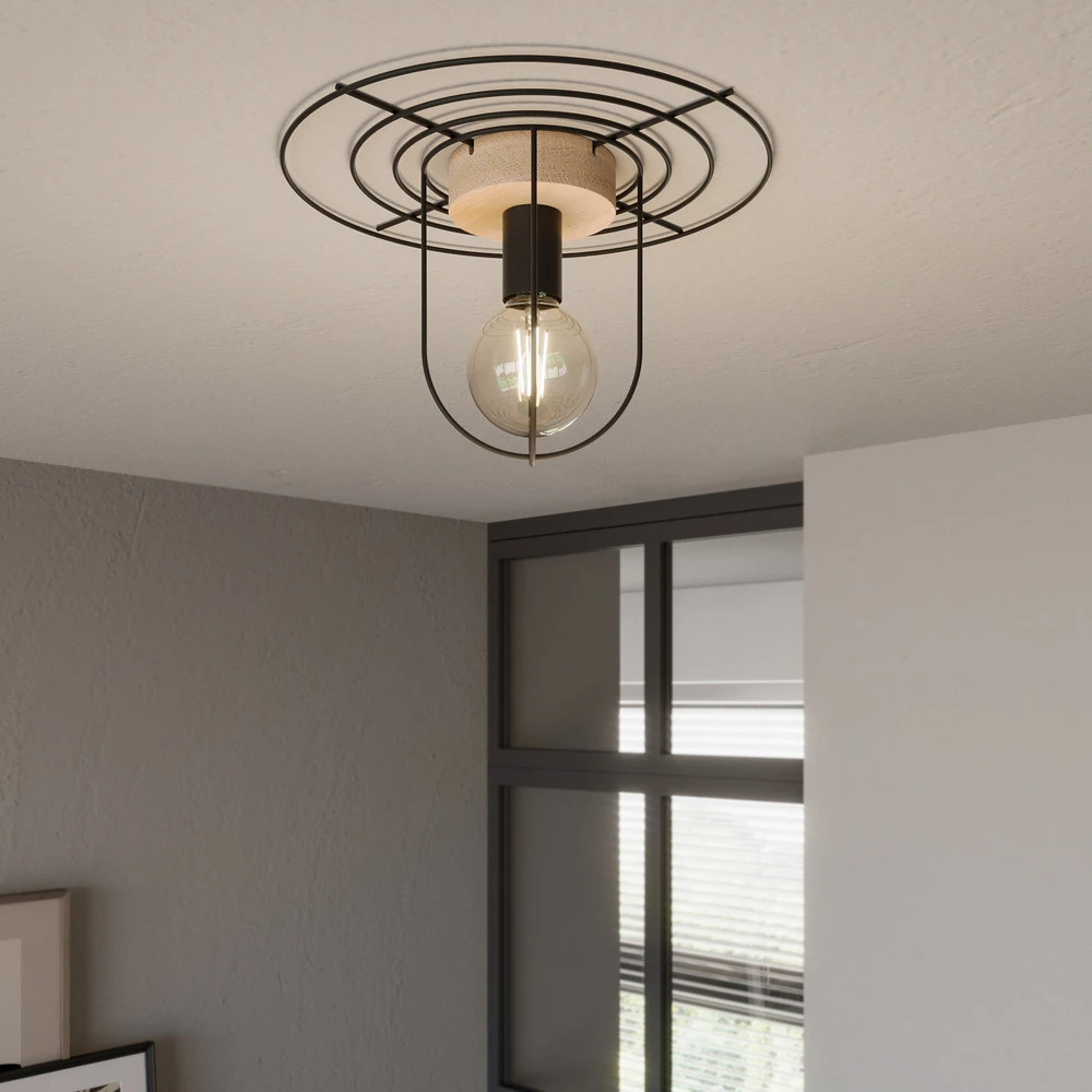 Envostar Bridge plafonnier, abat-jour métallique, 1 lampe en papier artisanal