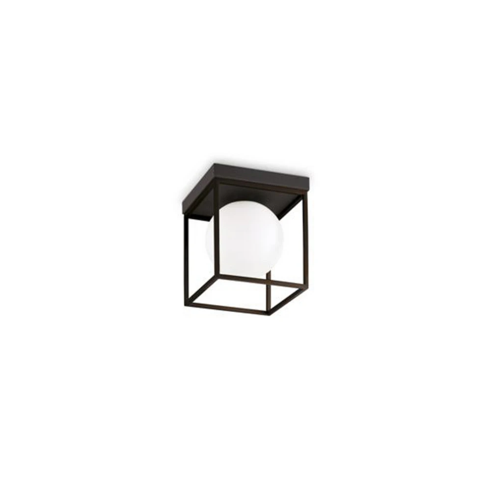 Ideal Lux plafonnier Lingotto, noir, verre opalin, 1 lampe avec câble textile