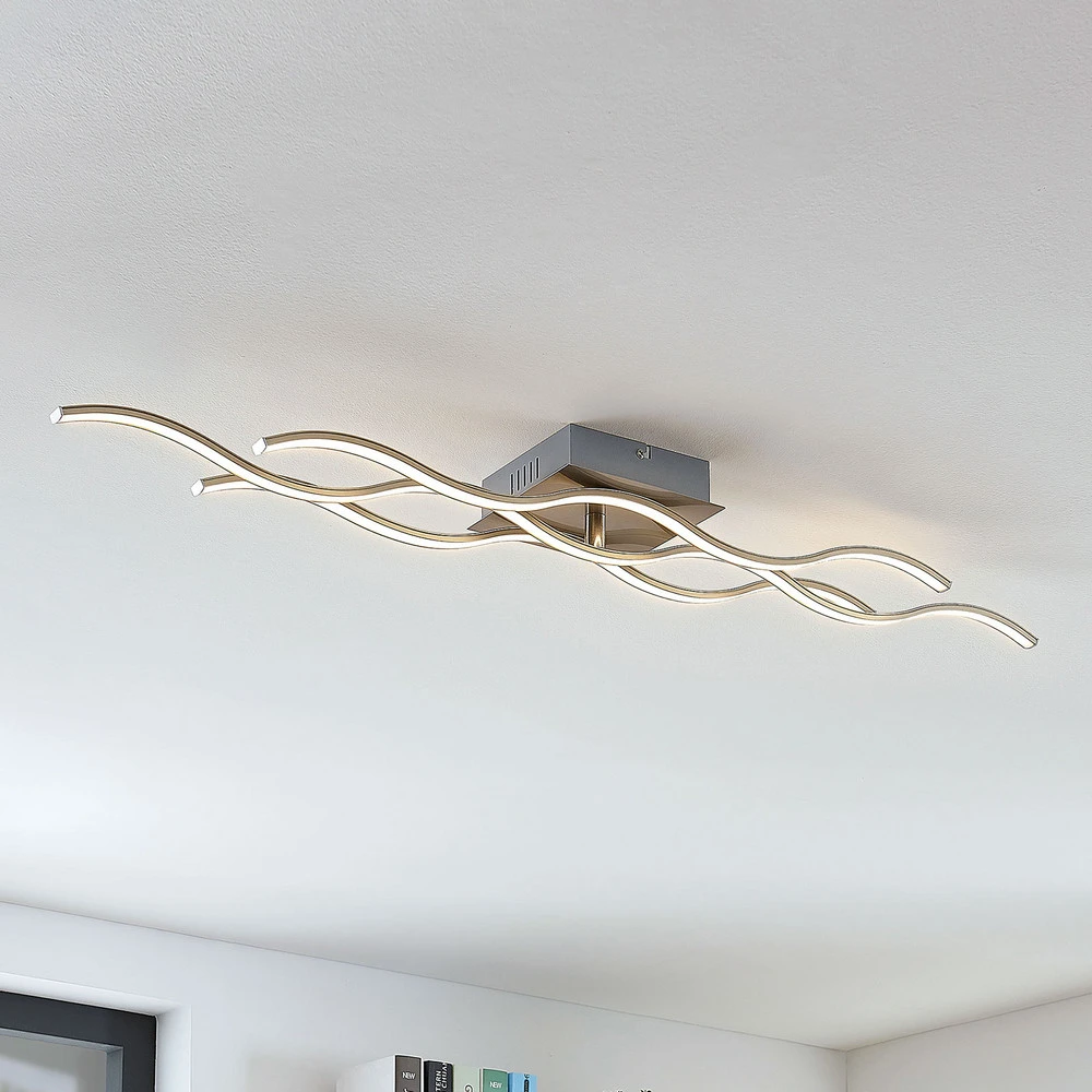Lindby plafonnier LED Safia, 99cm, à 3 lampes, aluminium (Certifié CE)