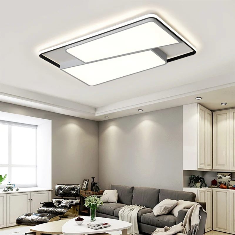 Plafonnier rectangulaire/carré à encastrer avec abat-jour en acrylique, luminaire de plafond tendance à LED blanc pour cha...