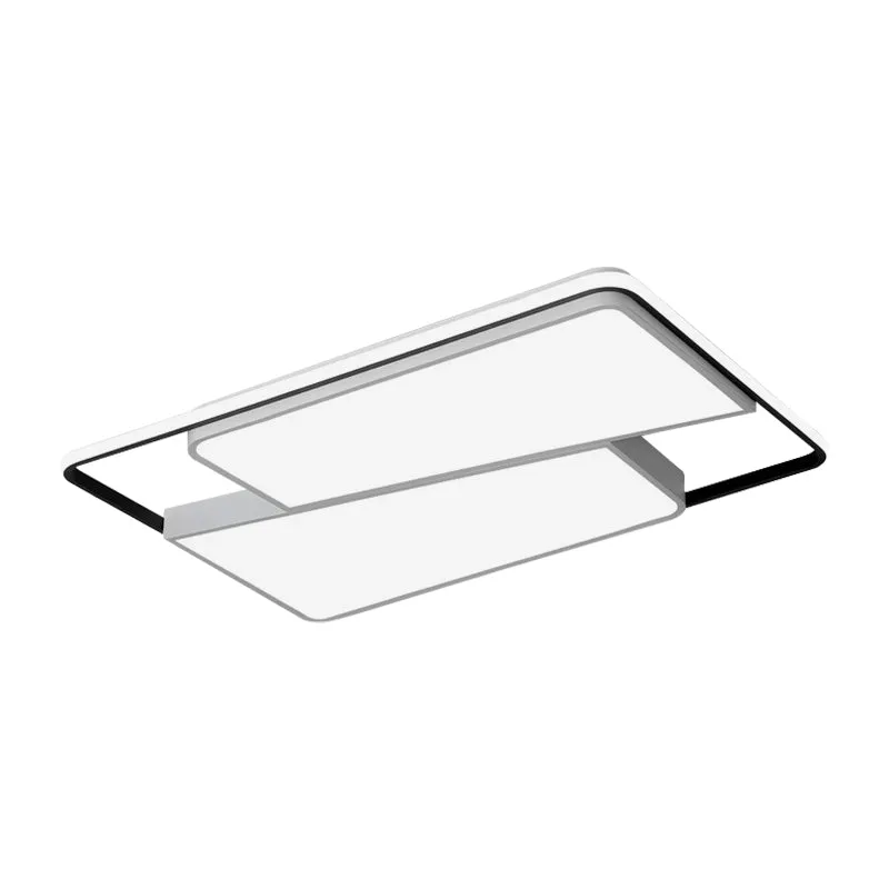 Plafonnier rectangulaire/carré à encastrer avec abat-jour en acrylique, luminaire de plafond tendance à LED blanc pour cha...