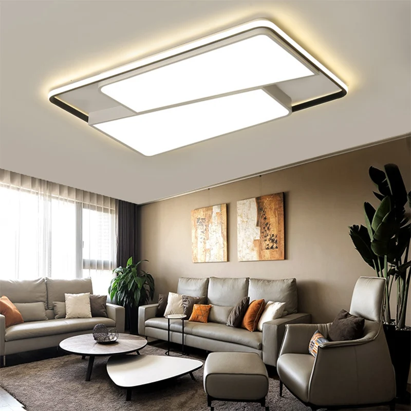 Plafonnier rectangulaire/carré à encastrer avec abat-jour en acrylique, luminaire de plafond tendance à LED blanc pour cha...
