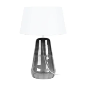 REFLECTIT - Lampe de chevet conique verre fumé et blanc avec variateur d'intensité
