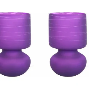 Suspension à abat-jour Pair de Lampes de chevet champignon verre satiné,violet 24 cm.