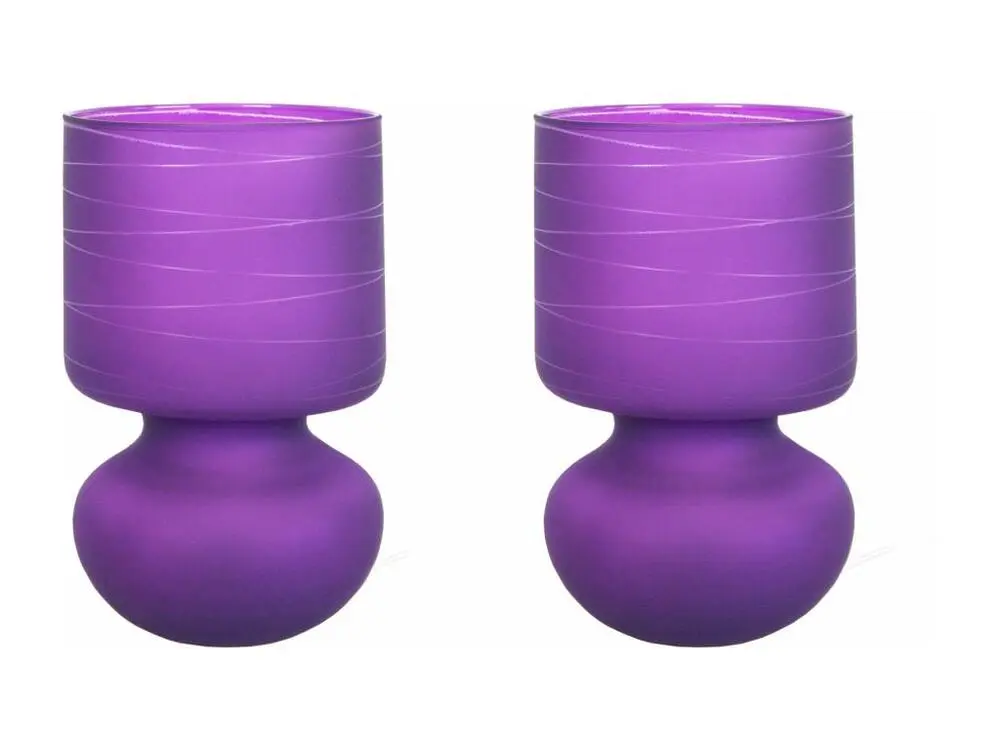 Suspension à abat-jour Pair de Lampes de chevet champignon verre satiné,violet 24 cm.
