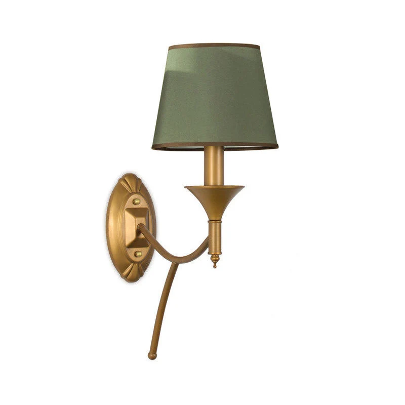 Wandleuchte mit konischem Lampenschirm im Retro-Stil, Stoff-Wandleuchte für den Flur en lin naturel