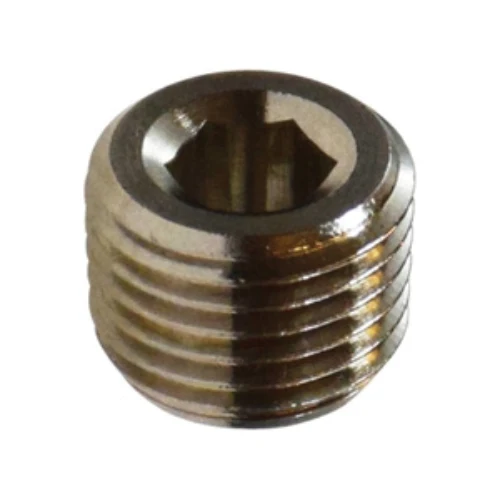 3/8 Inch BSPT Countersunk Hex Plug Nickel-Plated Laiton 28842