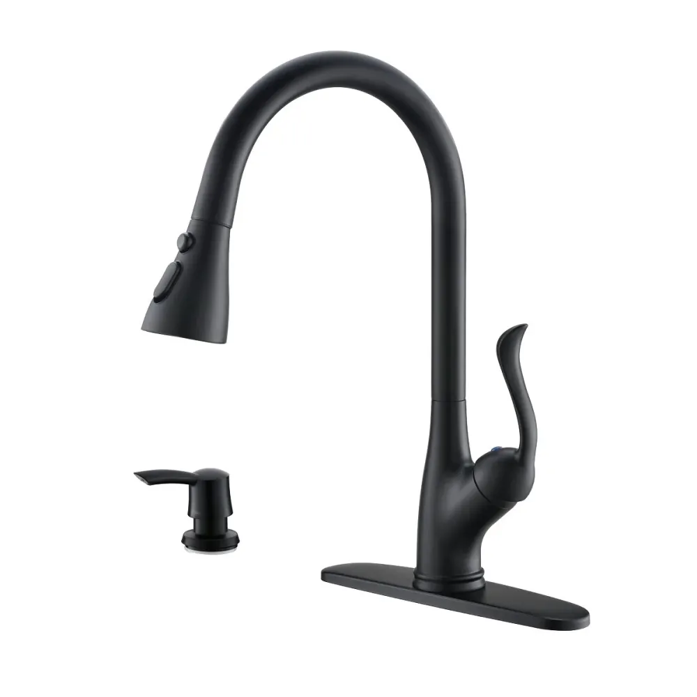 APPASO 149MB Pull Down Kitchen Faucet Matte Noir jais Soap Dispenser