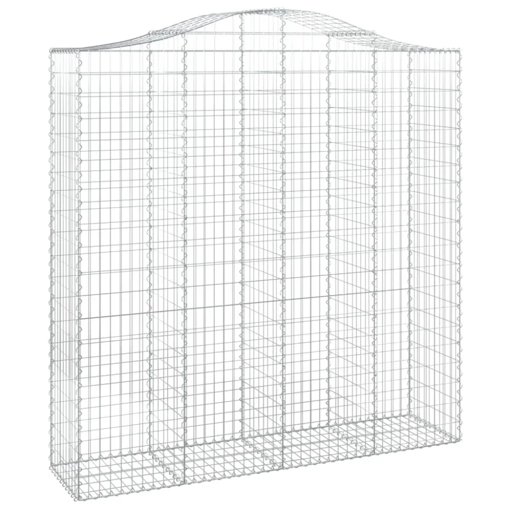 Lot de 4 paniers à gabions clôture cage mur de soutènement arqués 200 x 50 x 200/220 cm fer galvanisé Argent 02_0041446