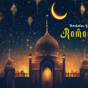 Toile de fond Ramadan Mubarak Nuit Étoilée Mosquée GQ3-30