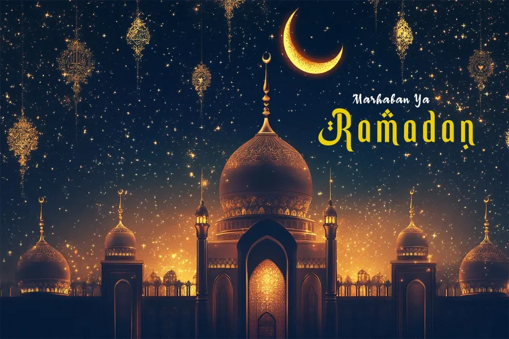 Toile de fond Ramadan Mubarak Nuit Étoilée Mosquée GQ3-30