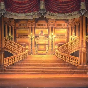 Toile de fond de scène de château de luxe de palais d'or pour la photographie G-083