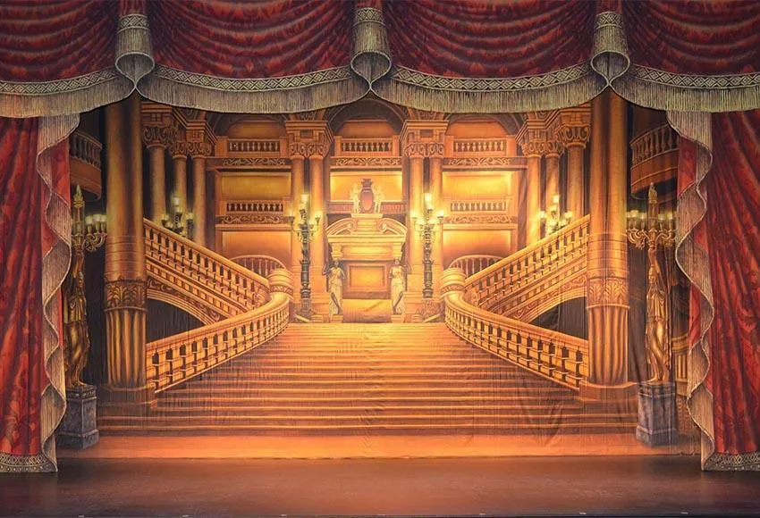 Toile de fond de scène de château de luxe de palais d'or pour la photographie G-083