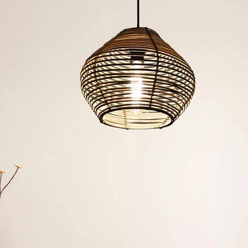 Abat-jour pour suspension Esteban en rotin - ⌀ 32 cm - marron Sans outil d'installation
