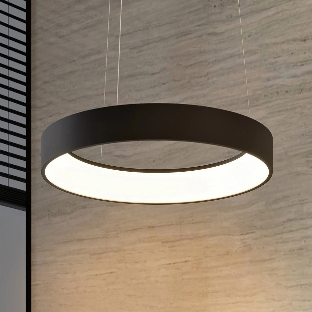 Arcchio Suspension LED Aleksi, Ø 60 cm, ronde, noire Design minimaliste