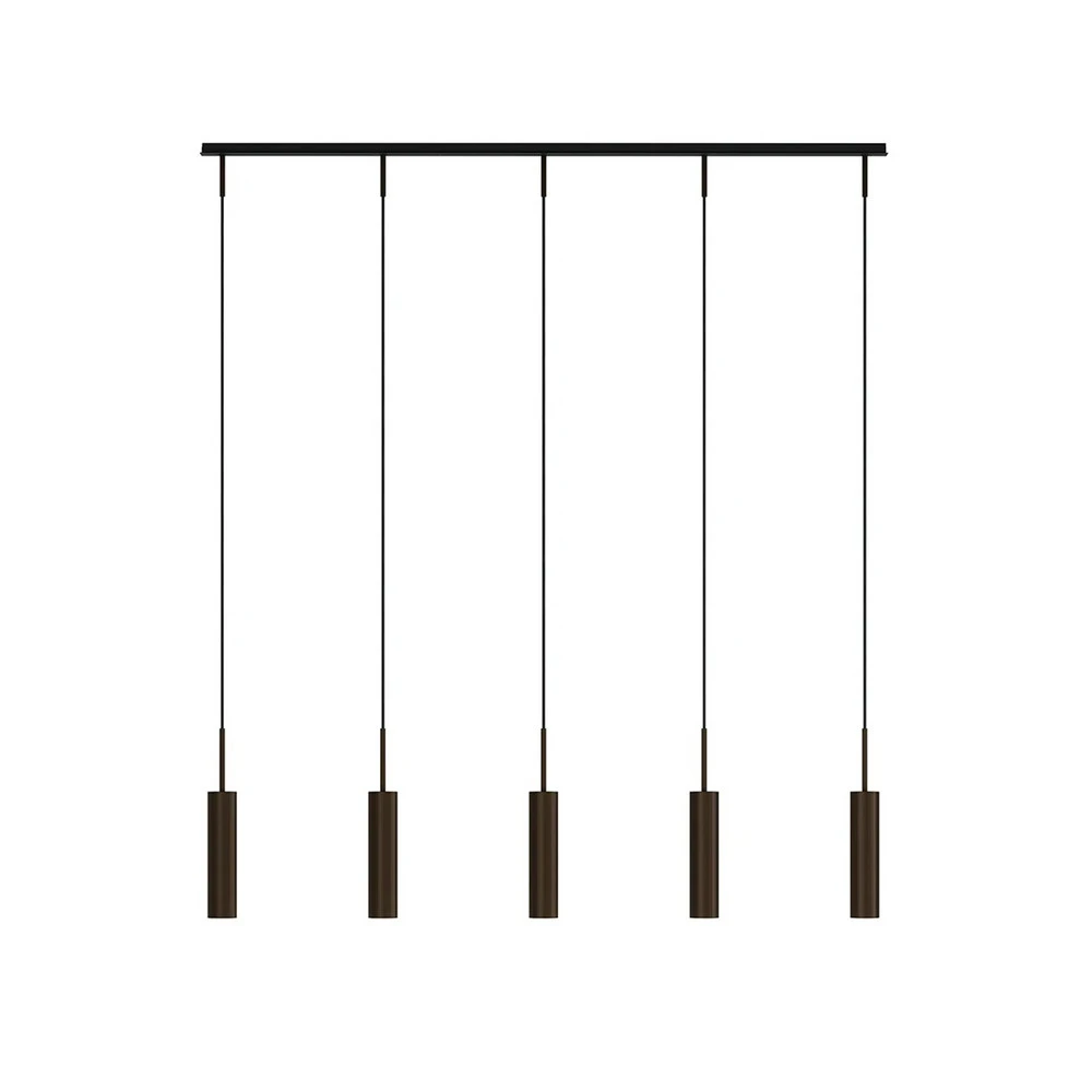 Audo Suspension Tubulaire Rail, 5 lampes à cuivre étain, aluminium
