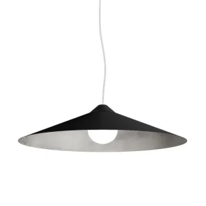 CHAPEAU Suspension, 1XE27, max 42W, métal, noir mat/feuille argent, D40cm IP44 pour salle de bain
