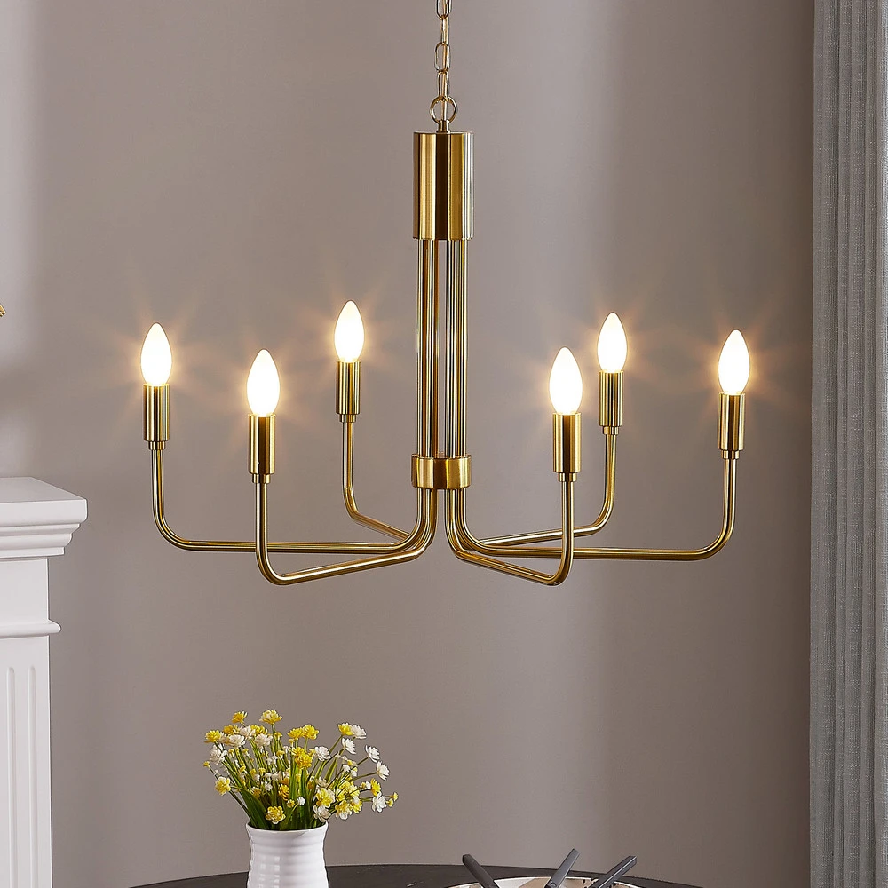 Éclairage LED Haute Luminosité Lindby Elanova lustre à six lampes, laiton