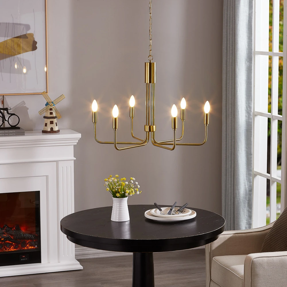Éclairage LED Haute Luminosité Lindby Elanova lustre à six lampes, laiton