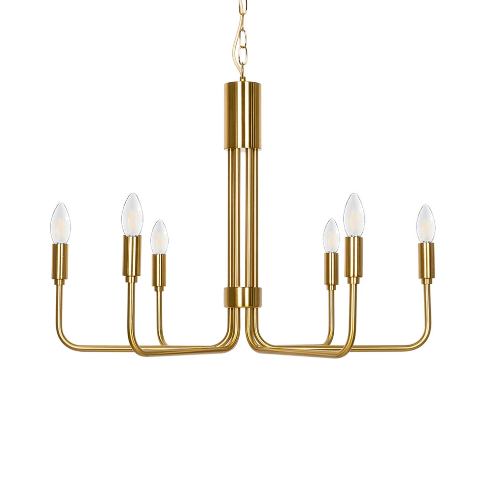 Éclairage LED Haute Luminosité Lindby Elanova lustre à six lampes, laiton
