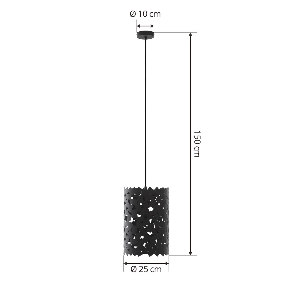 Éclairage LED Haute Luminosité Lucande Suspension Aeloria, noir, Ø 25 cm, fer, E27