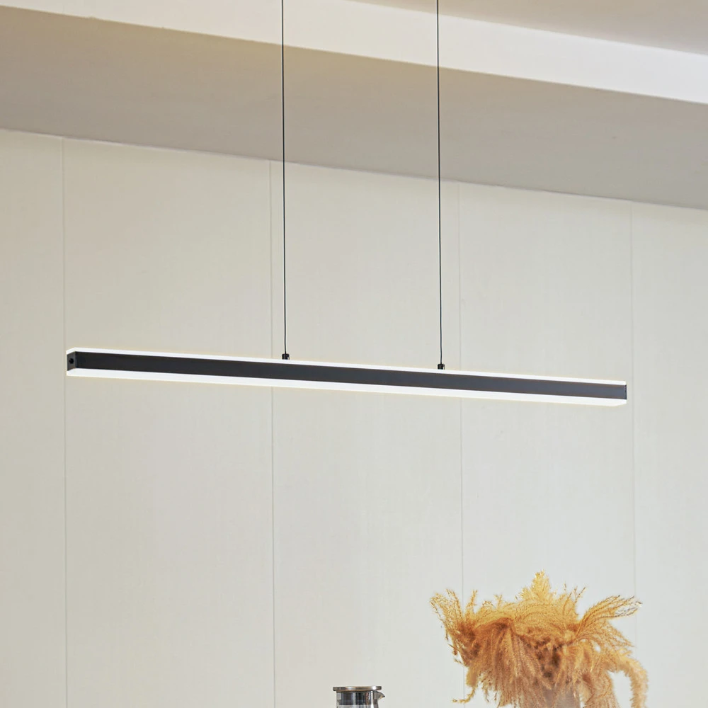 Éclairage LED Haute Luminosité Lucande Suspension LED Pendolo, noir, aluminium, 120 cm