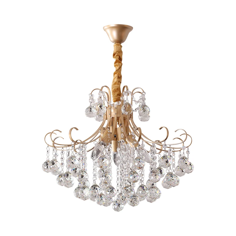 Éclairage LED Haute Luminosité Lustre de plafond en cristal LED, forme évasée traditionnelle en or, luminaire suspendu pou...