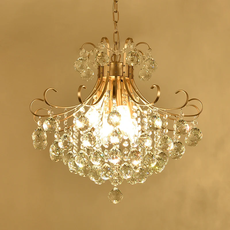 Éclairage LED Haute Luminosité Lustre de plafond en cristal LED, forme évasée traditionnelle en or, luminaire suspendu pou...