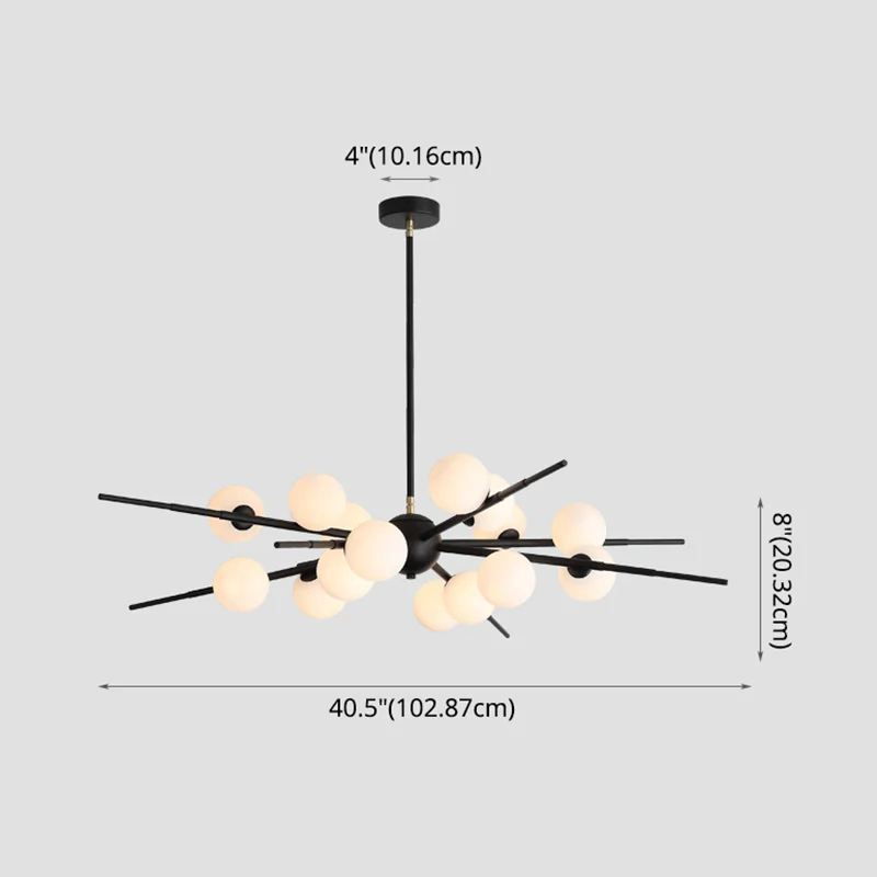 Éclairage LED Haute Luminosité Lustre suspendu Starburst actuel, abat-jour en verre opale, lustre de plafond pour salon