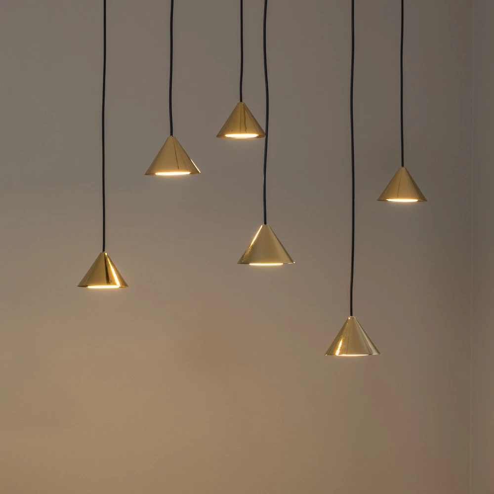 Éclairage LED Haute Luminosité Suspension Elit Spider, 6 lampes, doré, métal