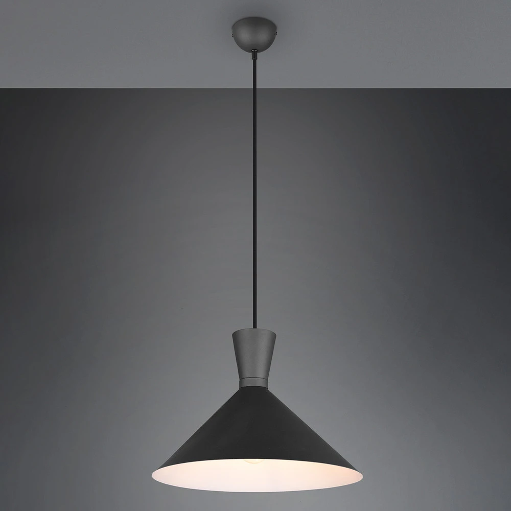 Éclairage LED Haute Luminosité Suspension Enzo, à une lampe, Ø 35 cm, noire