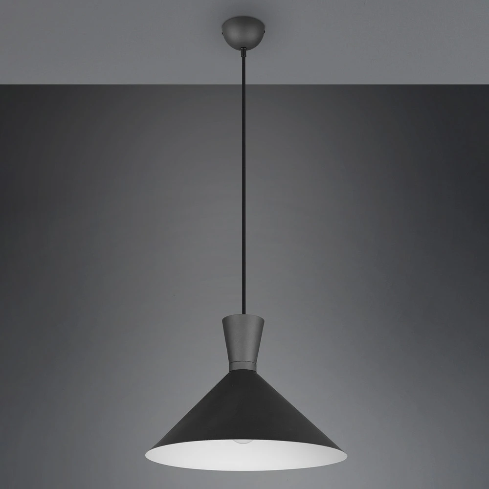 Éclairage LED Haute Luminosité Suspension Enzo, à une lampe, Ø 35 cm, noire