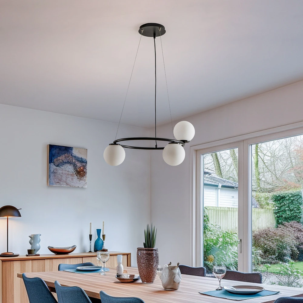 Éclairage LED Haute Luminosité Suspension Gama, à 3 lampes, noire