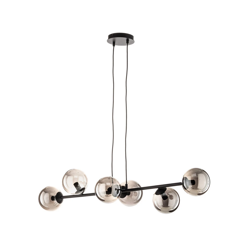 Éclairage LED Haute Luminosité Suspension Glassy, 6 lampes, noir, graphite, verre, 110cm