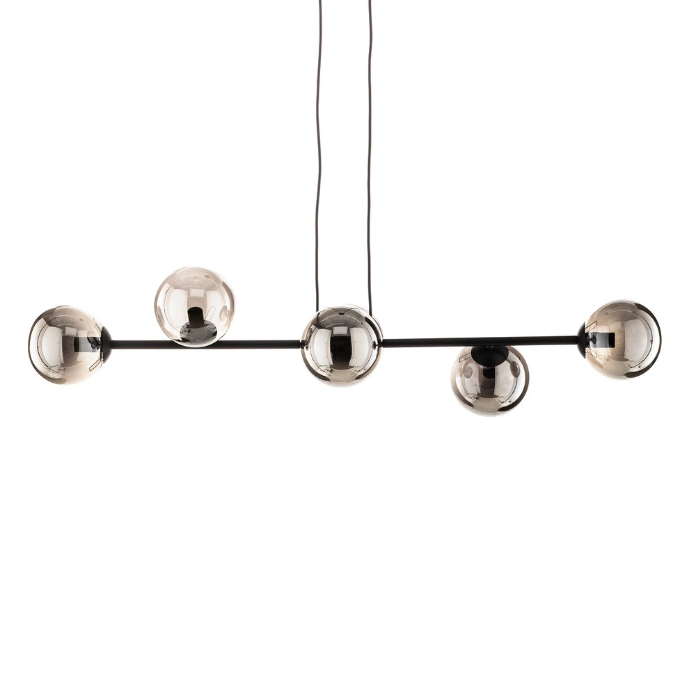 Éclairage LED Haute Luminosité Suspension Glassy, 6 lampes, noir, graphite, verre, 110cm
