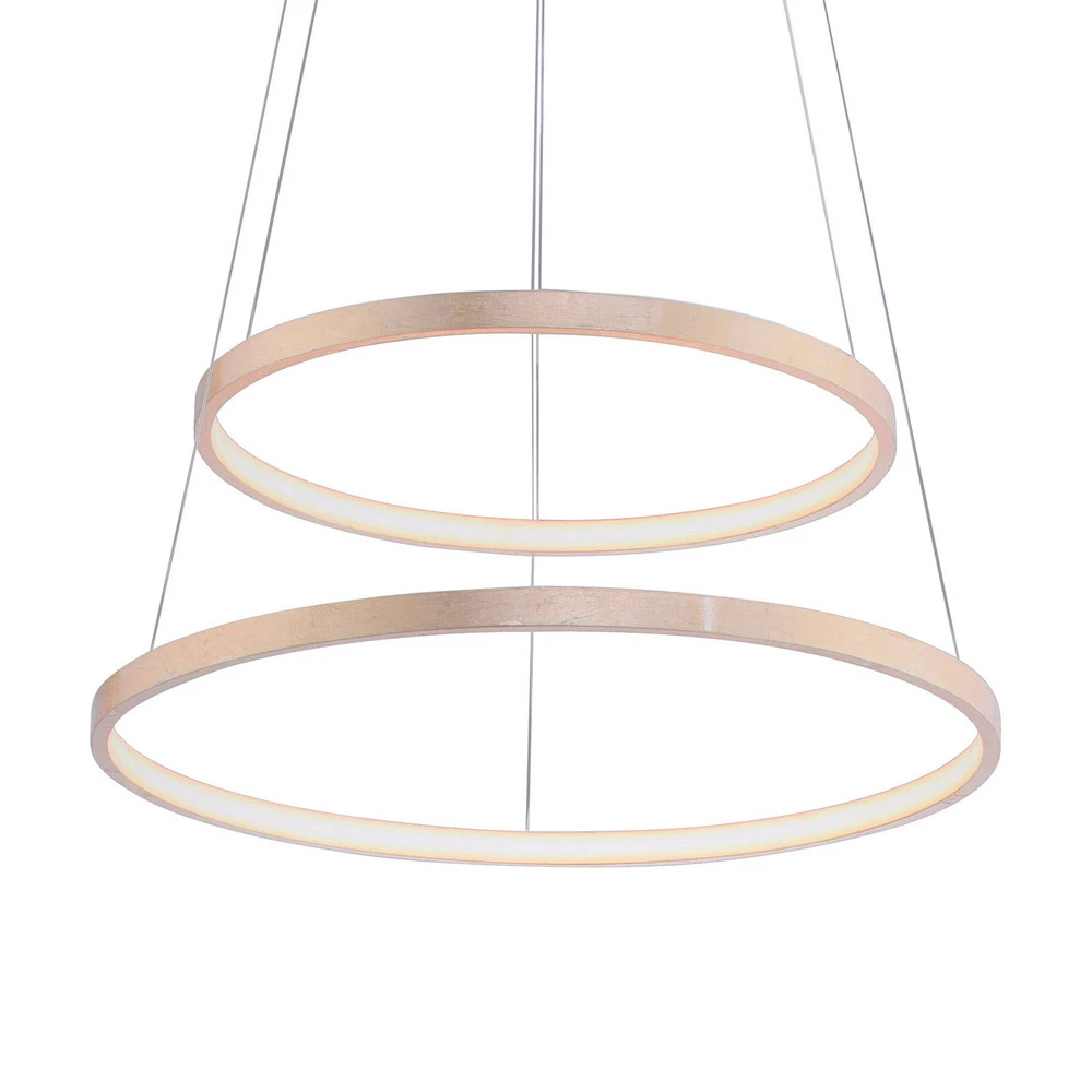 Éclairage LED Haute Luminosité Suspension LED Circle dorée, à 2 lampes