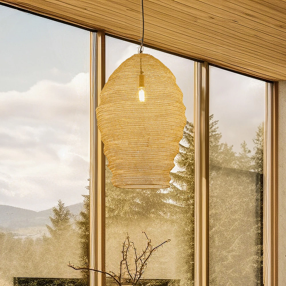 Éclairage LED Haute Luminosité Suspension Lindby Eldric, Ø 40 cm, doré, fer, E27